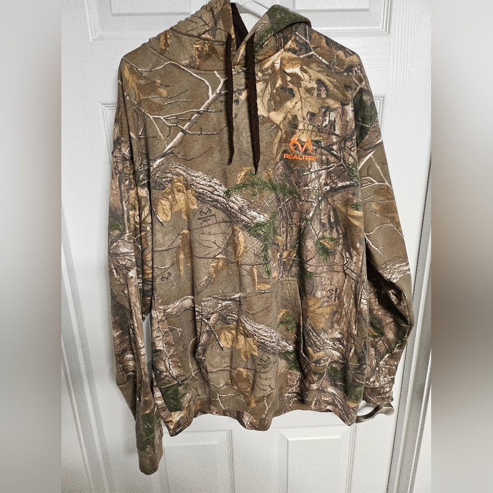 Realtree Brown Camouflage Hoodie with Orange Accent